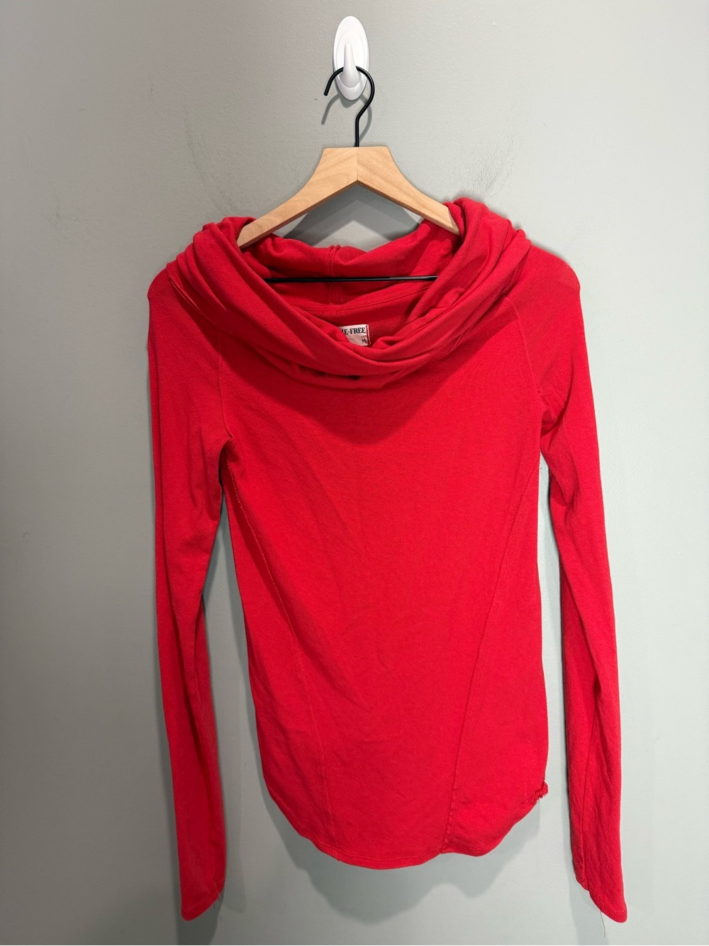 Free People We The Free Red Cowl Neck Long Sleeve Top M